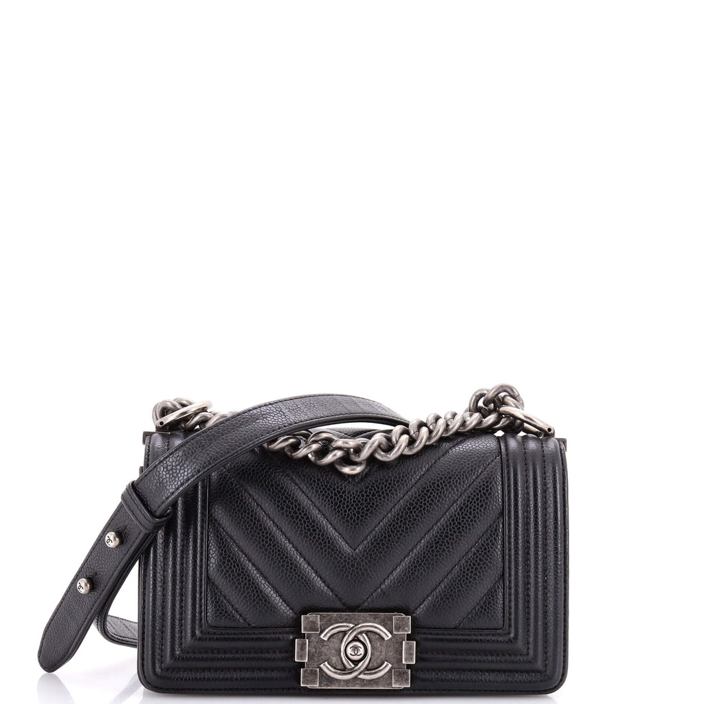 Boy Flap Bag Chevron Caviar Small