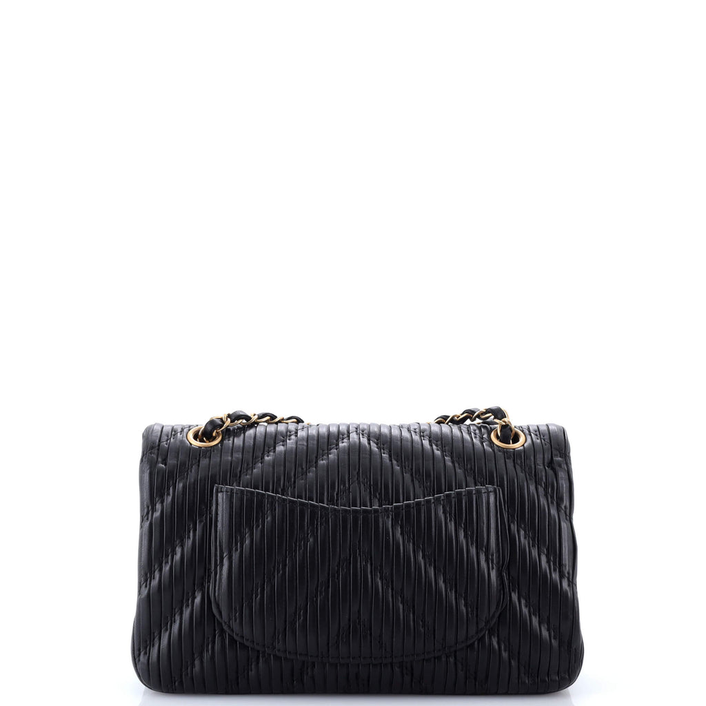 Coco Pleats Classic Double Flap Bag Pleated Crumpled Calfskin Medium