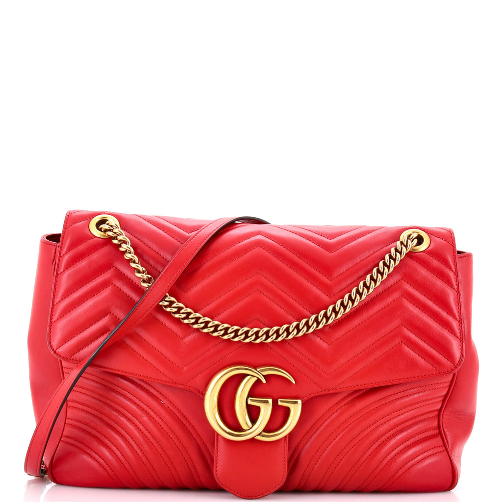 GG Marmont Flap Bag Matelasse Leather Large