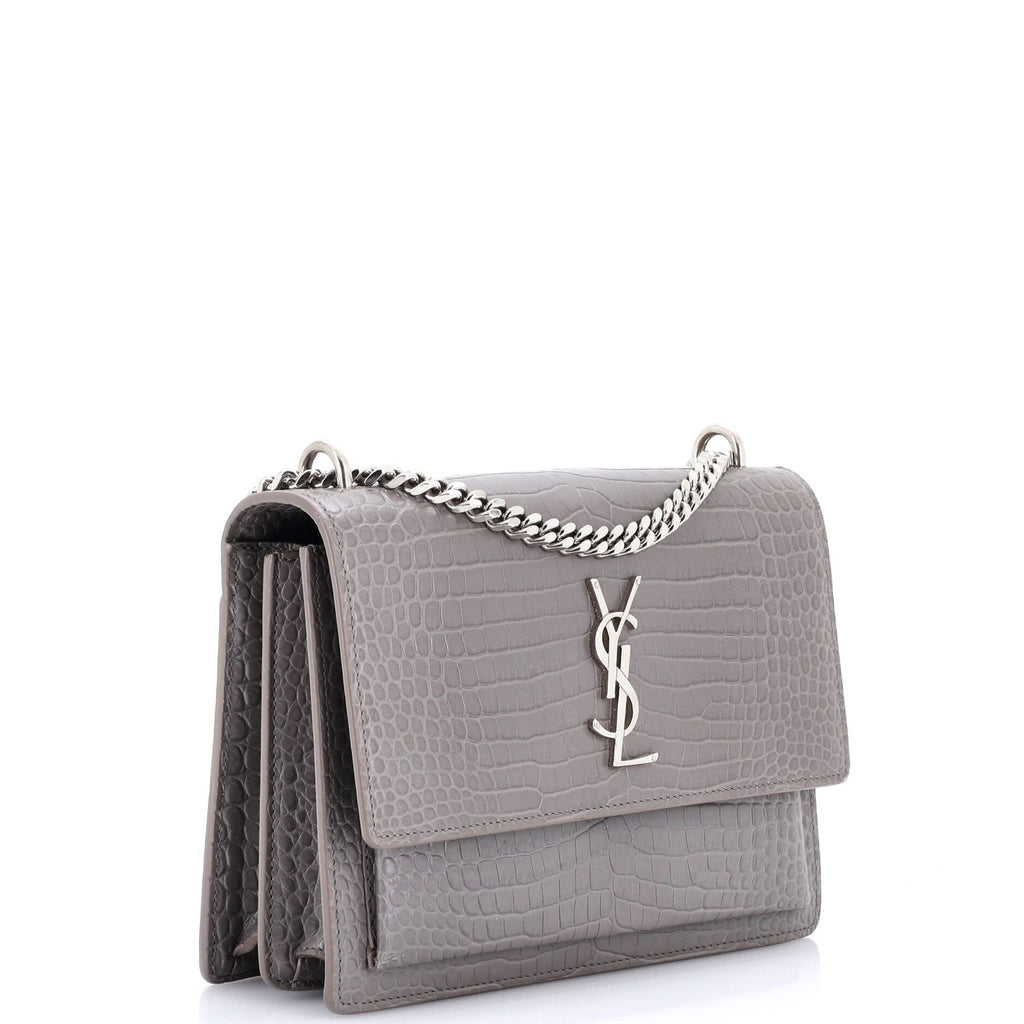 Sunset Crossbody Bag Crocodile Embossed Leather Medium