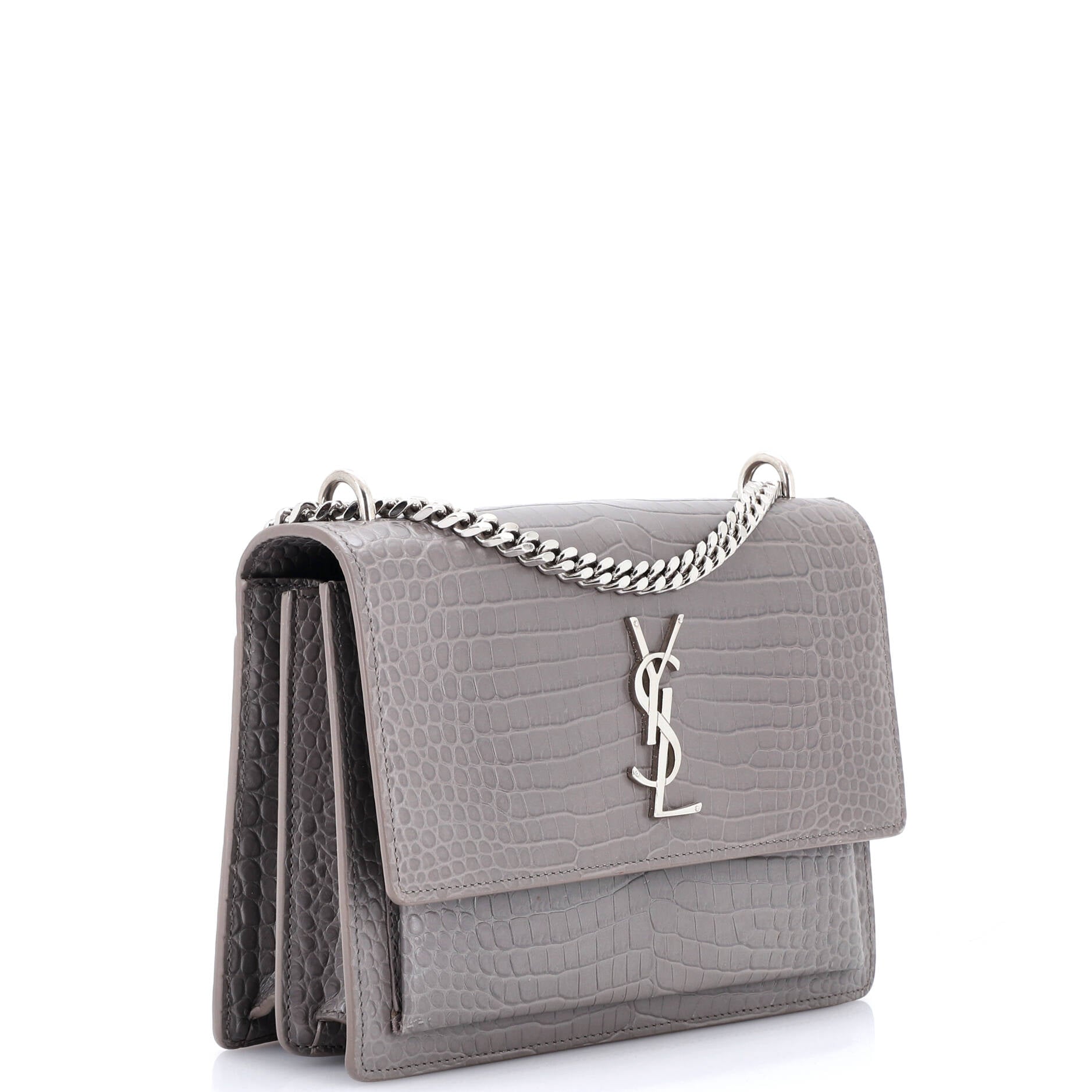 Sunset Crossbody Bag Crocodile Embossed Leather Medium