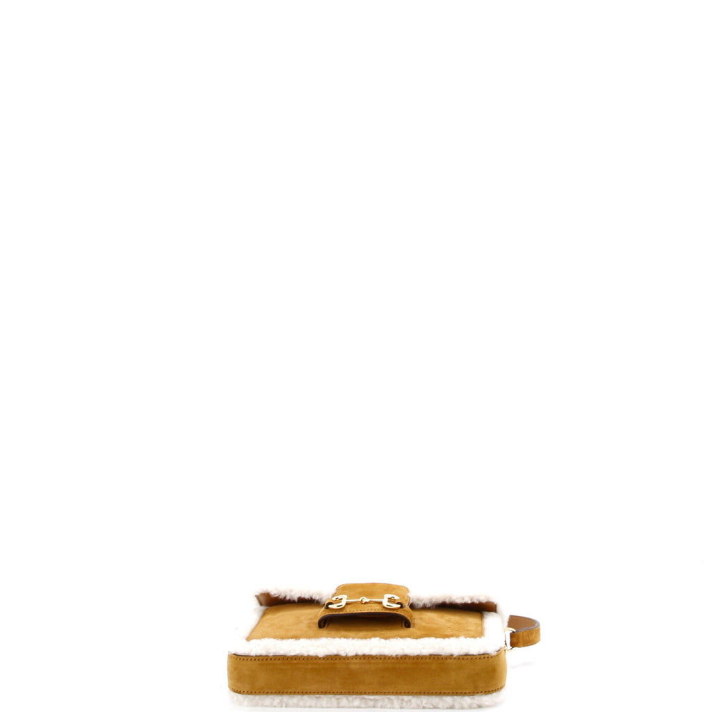Horsebit 1955 Shoulder Bag Suede with Shearling Mini
