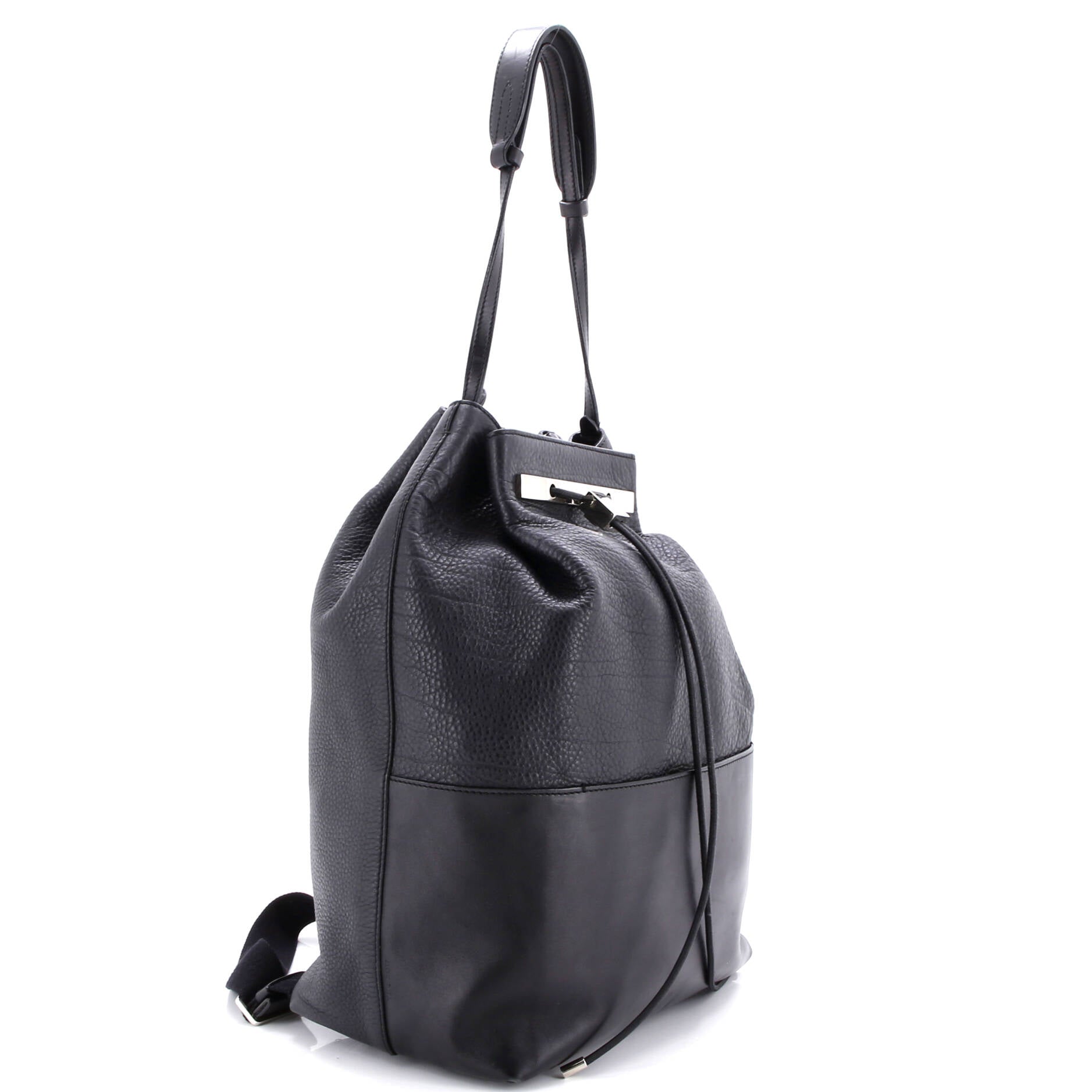 Drawstring Backpack Leather Large