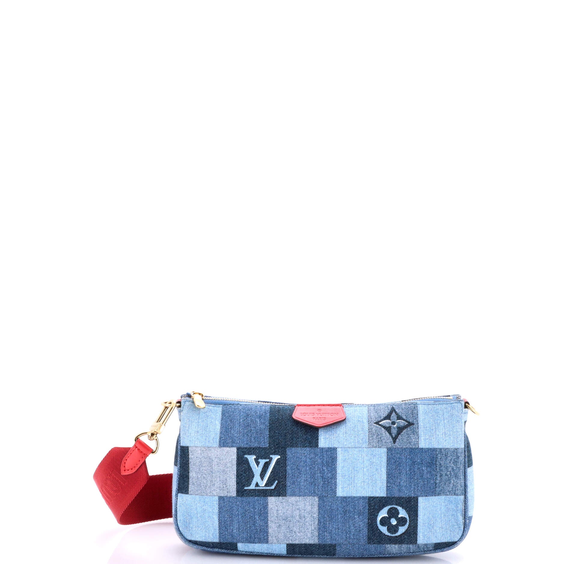 Multi Pochette Accessoires Damier and Monogram Patchwork Denim