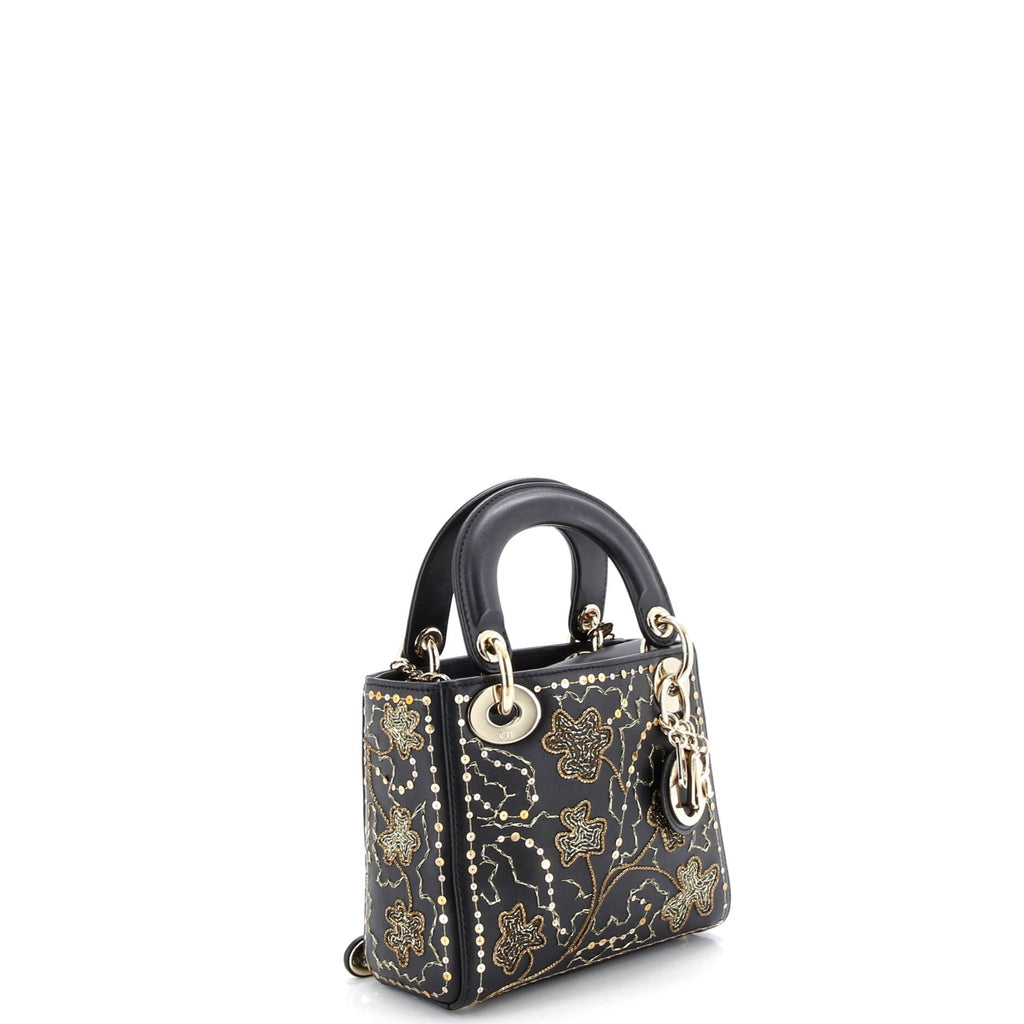 Lady Dior Chain Bag Embroidered Calfskin Mini