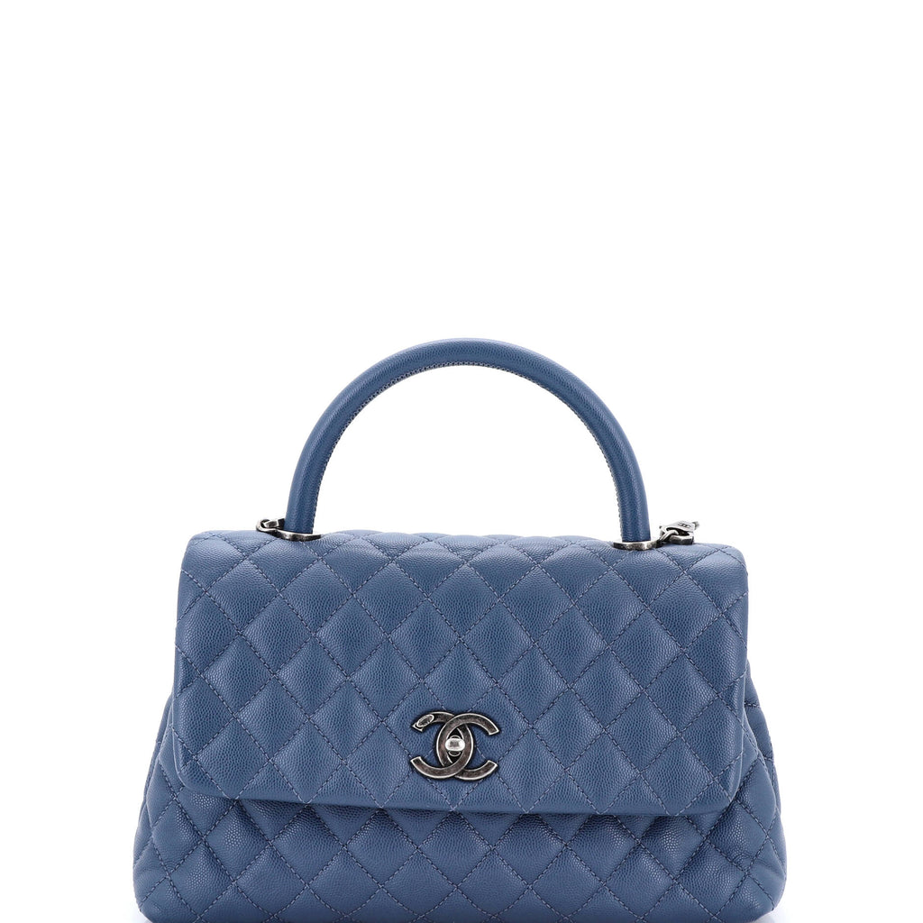 Coco Top Handle Bag Quilted Caviar Small