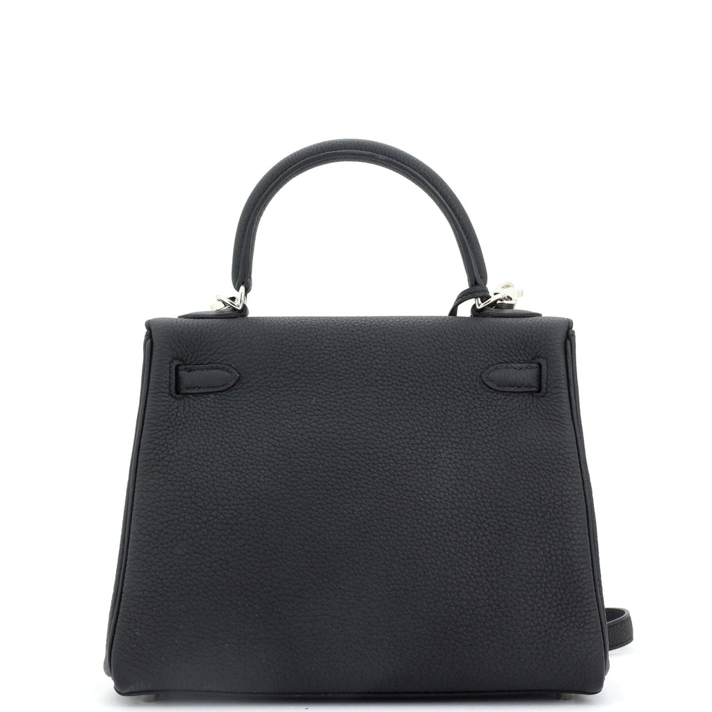 Kelly Handbag Noir Togo with Palladium Hardware 25