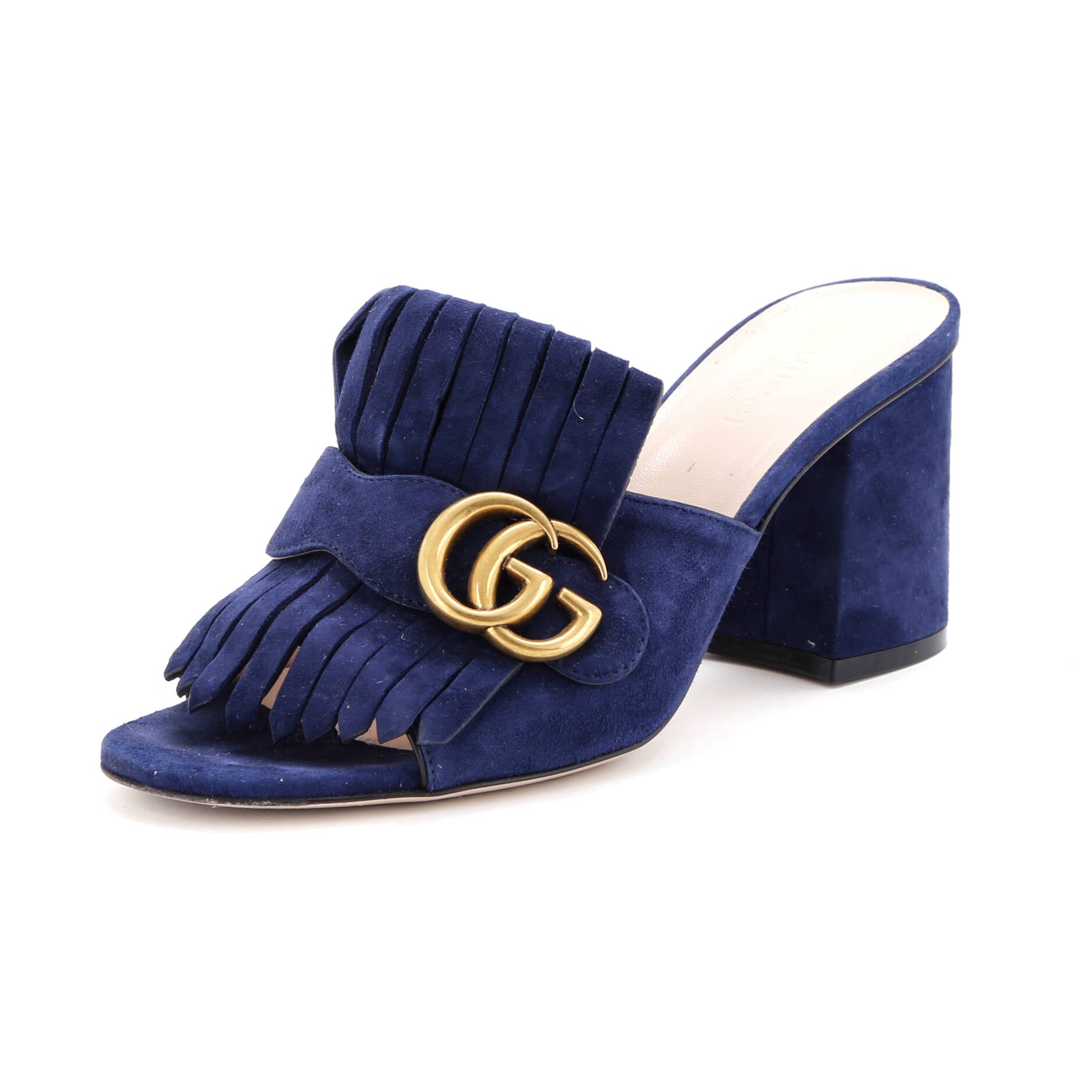 Women's GG Marmont Fringed Heeled Sandals Suede