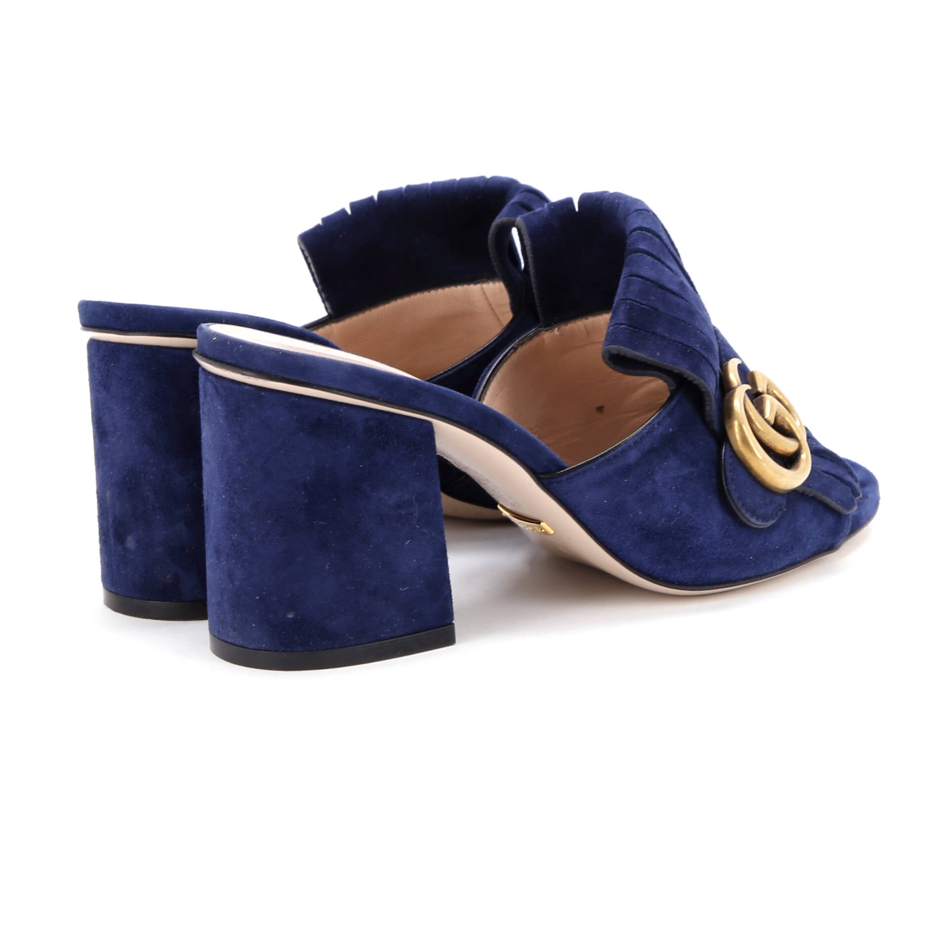 Women's GG Marmont Fringed Heeled Sandals Suede