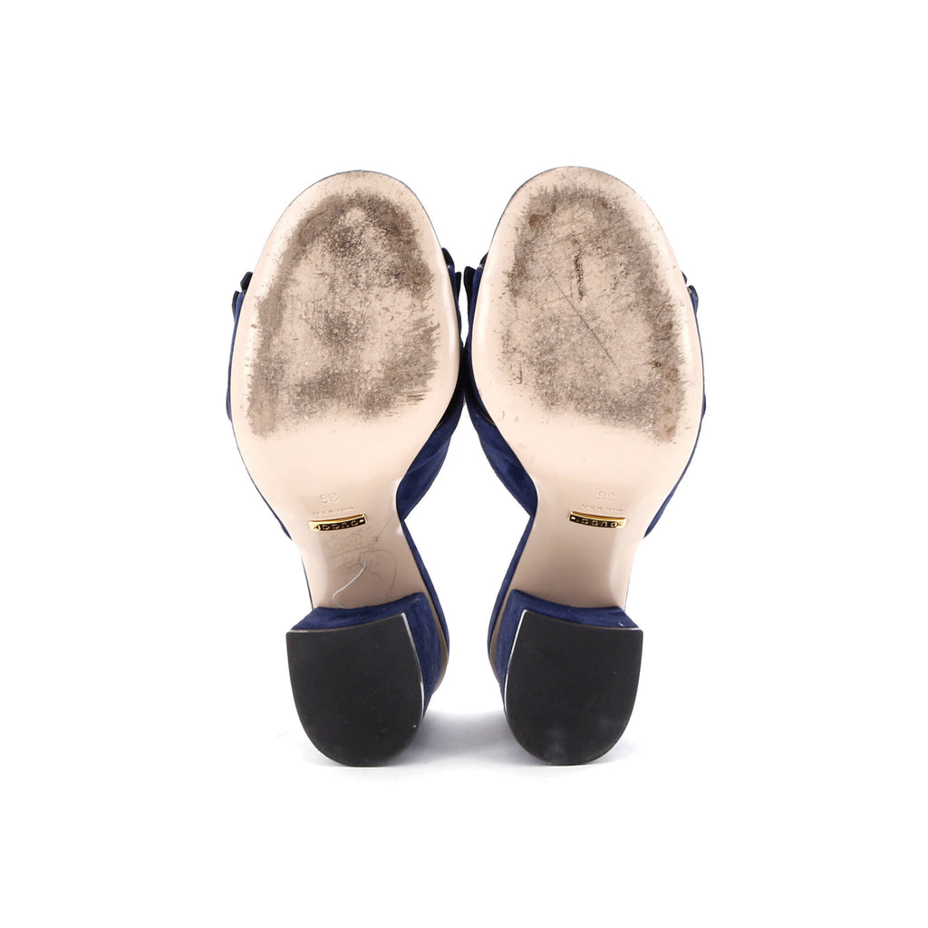 Women's GG Marmont Fringed Heeled Sandals Suede