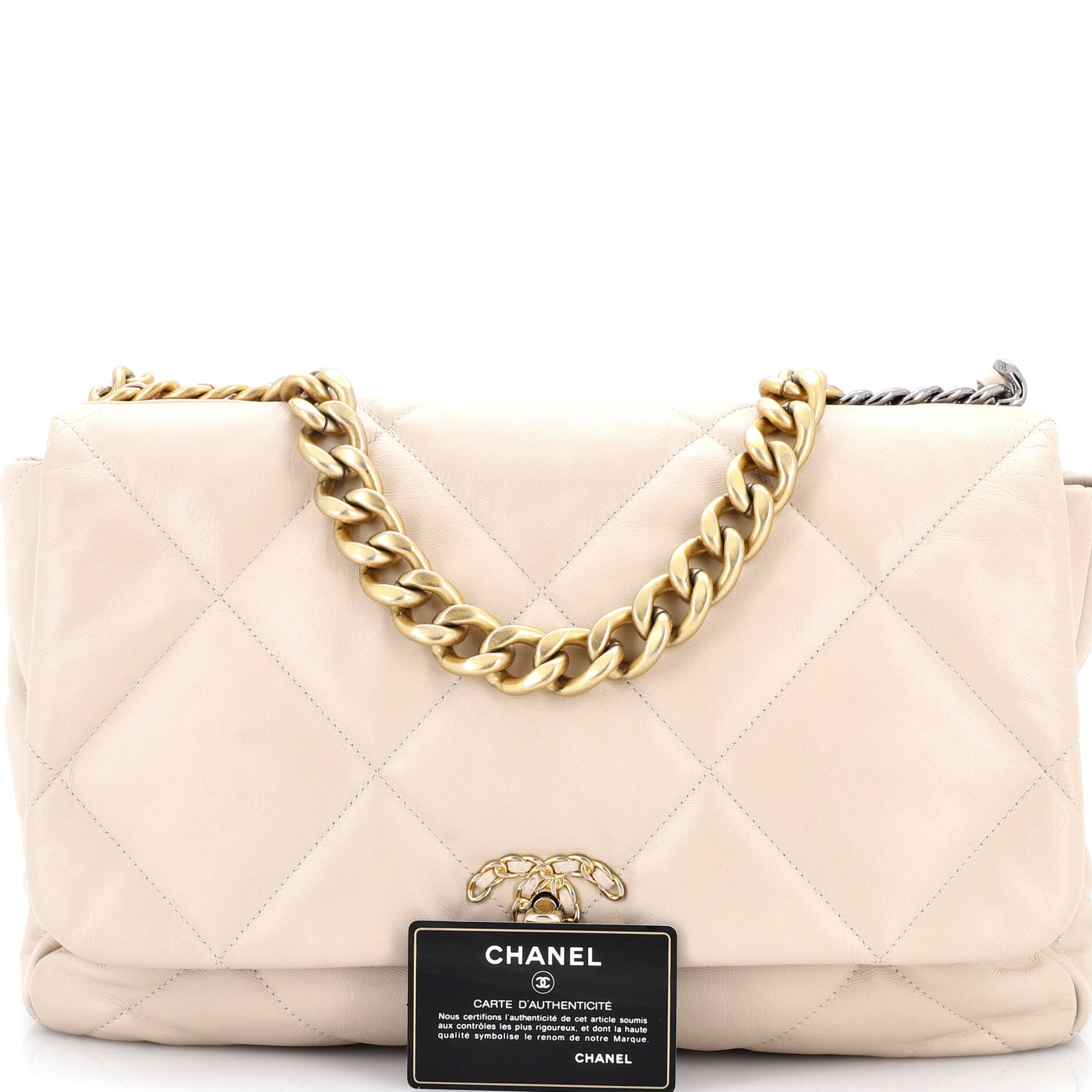 19 Flap Bag Quilted Leather Maxi