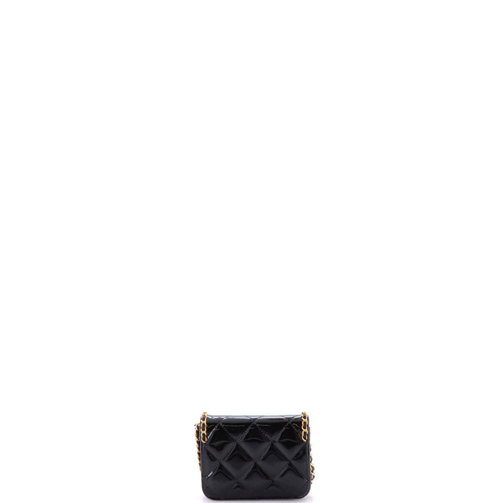 Heart Chain Flap Bag Quilted Patent Mini