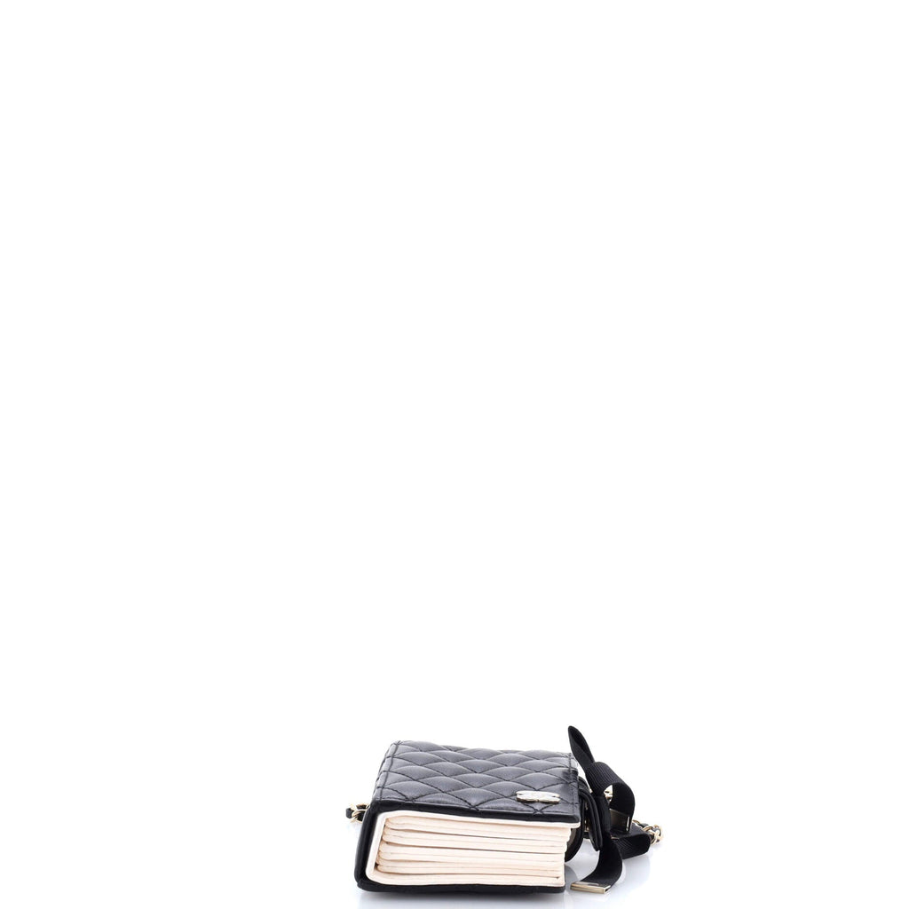 CC Book Card Holder with Chain Quilted Lambskin