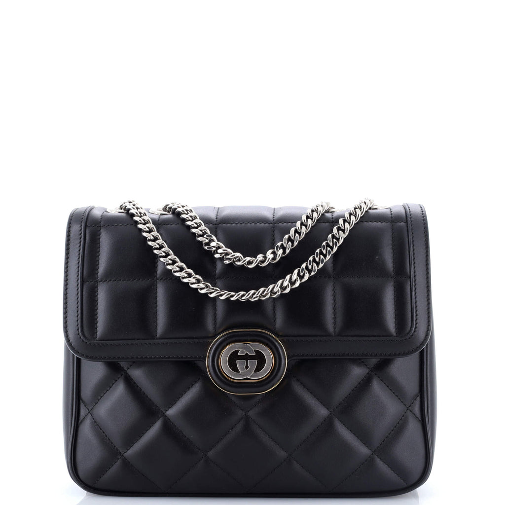 Deco Chain Flap Bag Mixed Matelasse Leather Small