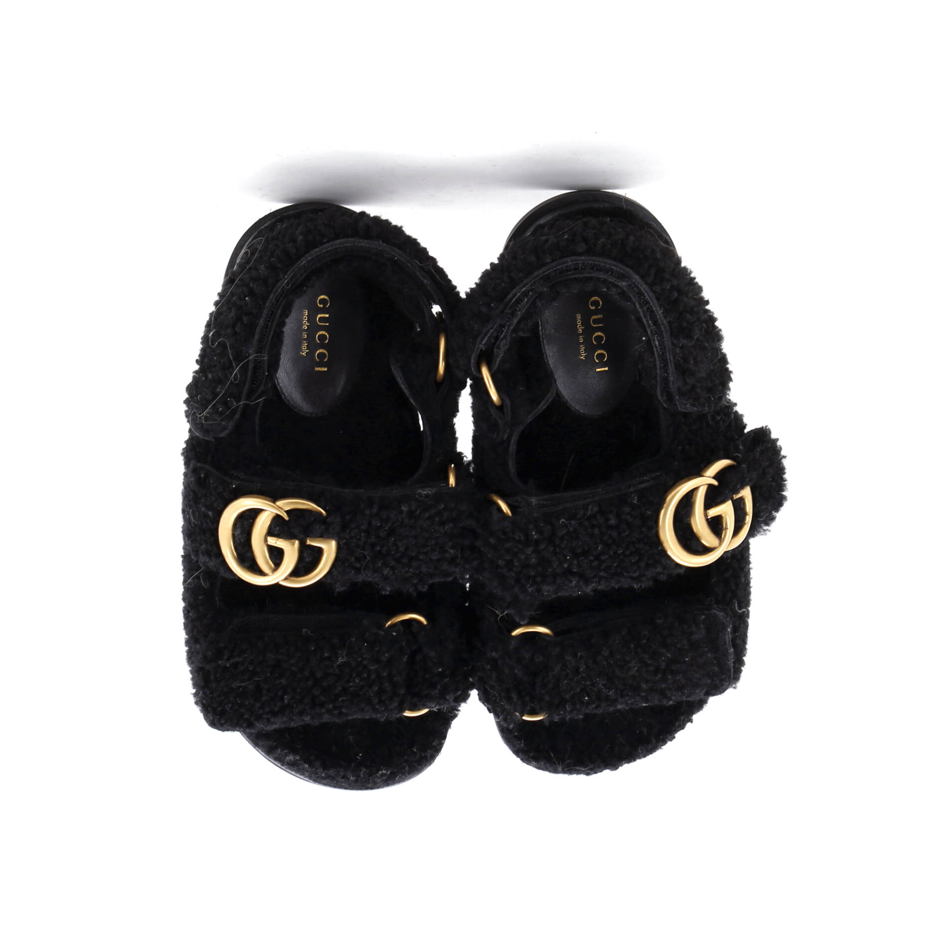 Women's GG Velcro Flat Sandals Shearling