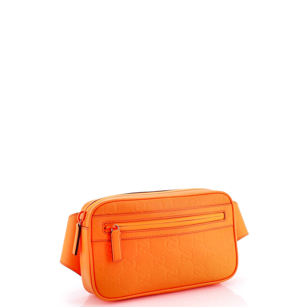 Front Zip Belt Bag GG Rubber Effect Leather