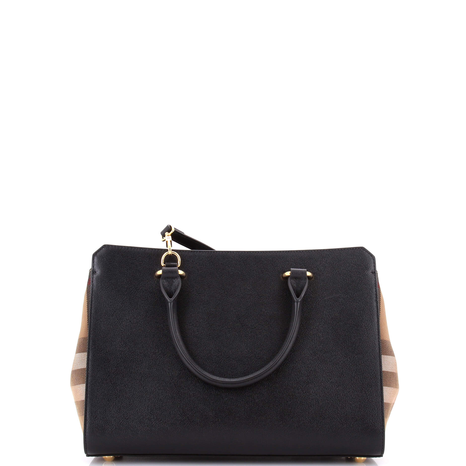 Banwell Tote Leather and House Check Canvas Small