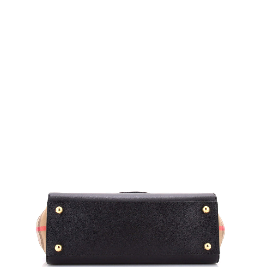 Banwell Tote Leather and House Check Canvas Small