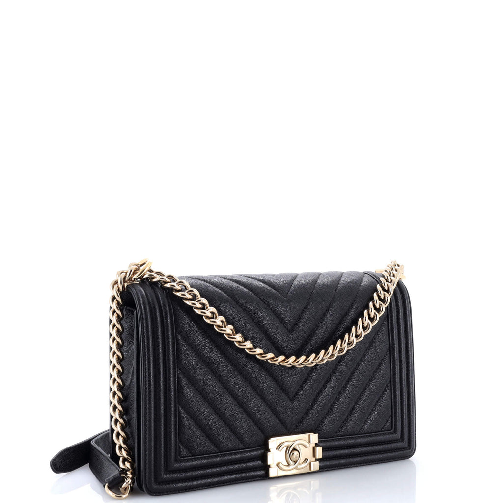 Boy Flap Bag Chevron Caviar New Medium