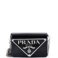 Maxi Triangle Logo Chain Flap Bag Brushed Leather Small