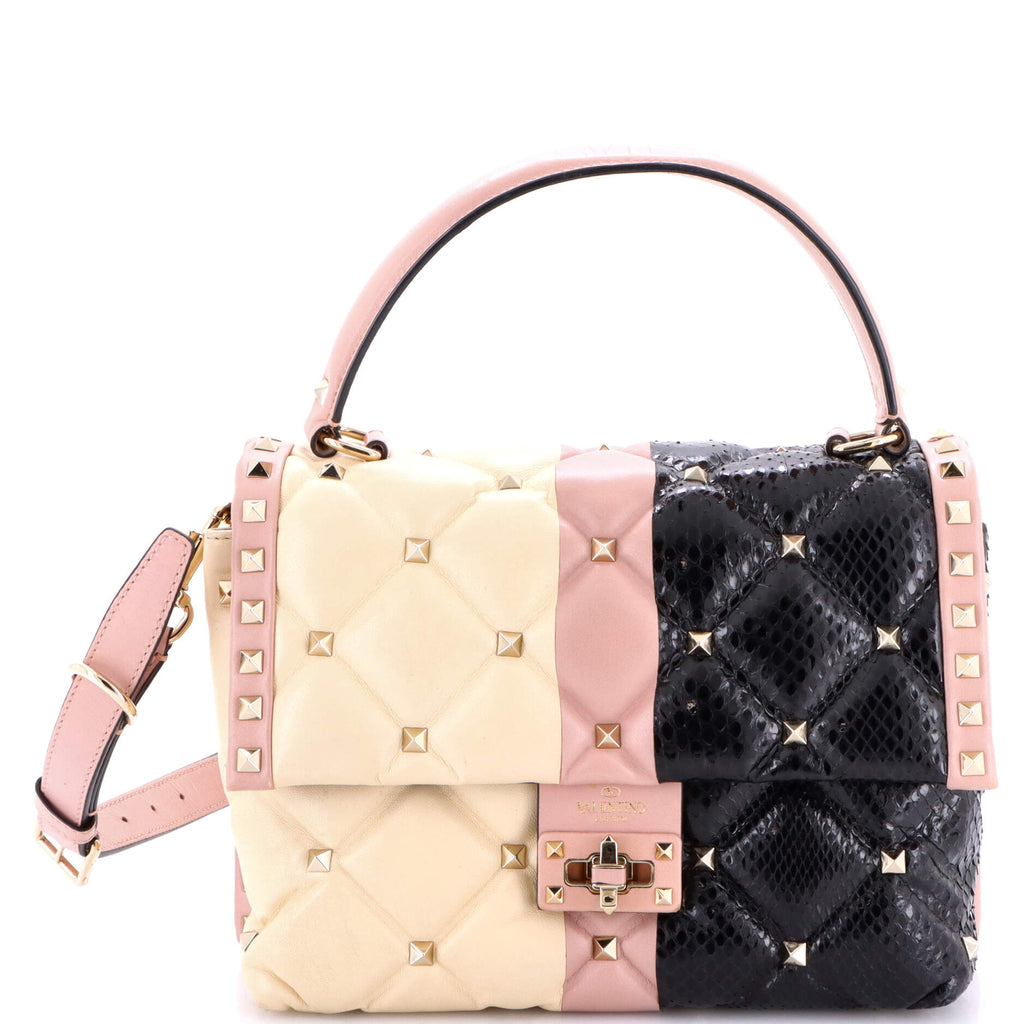 Candystud Top Handle Bag Quilted Leather and Python Medium