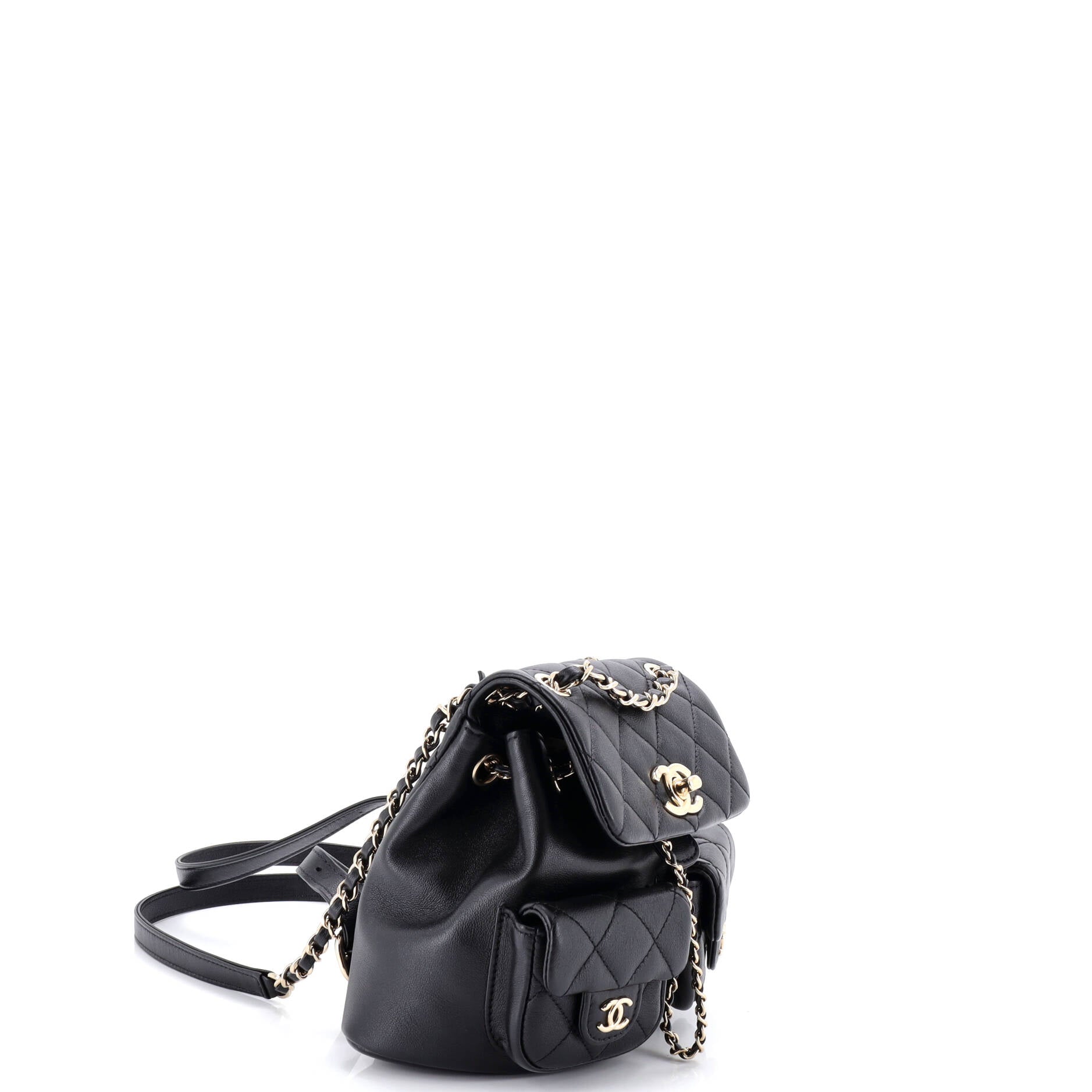 Duma Pockets Drawstring Backpack Quilted Calfskin Small