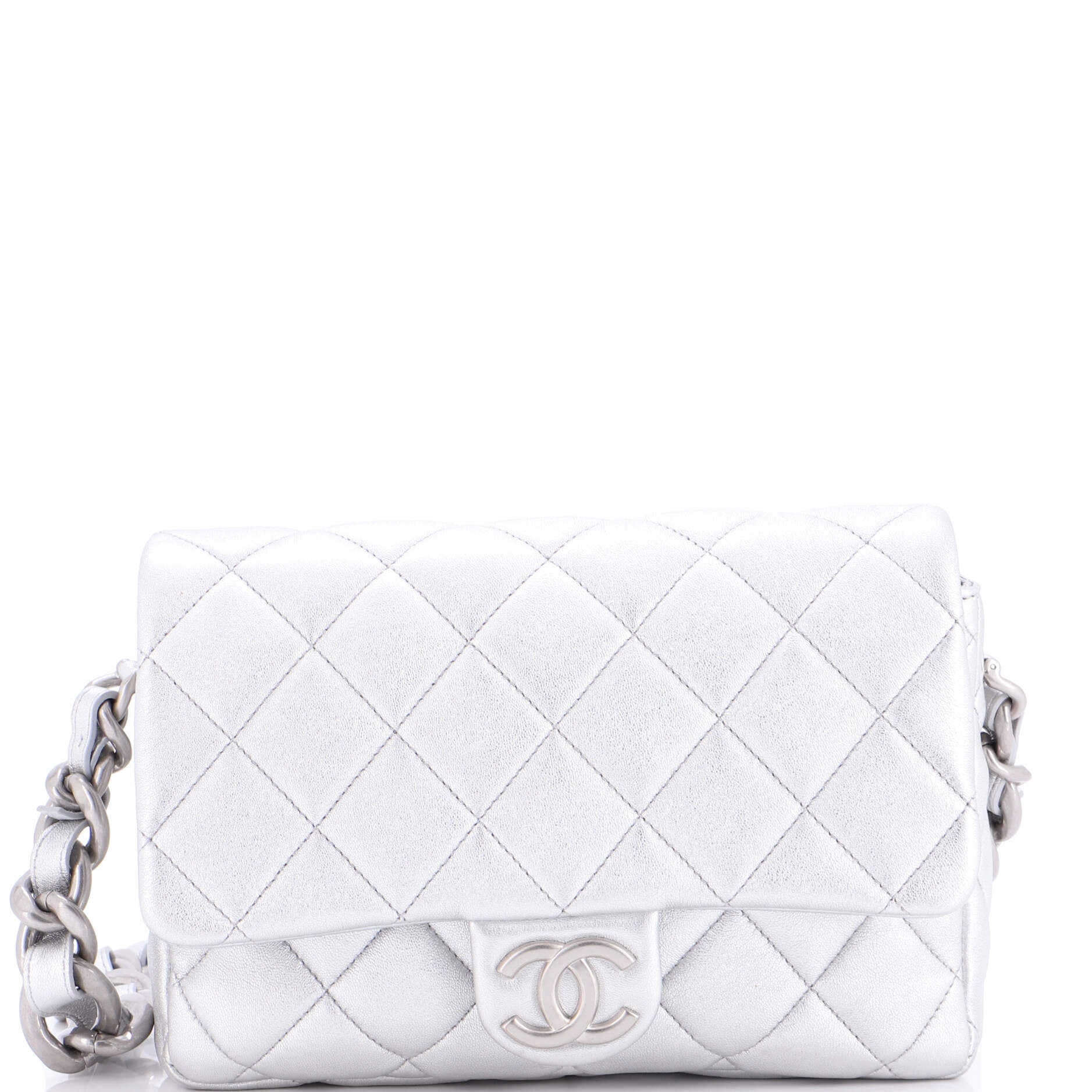 Lacquered CC Flap Bag Quilted Metallic Lambskin Small