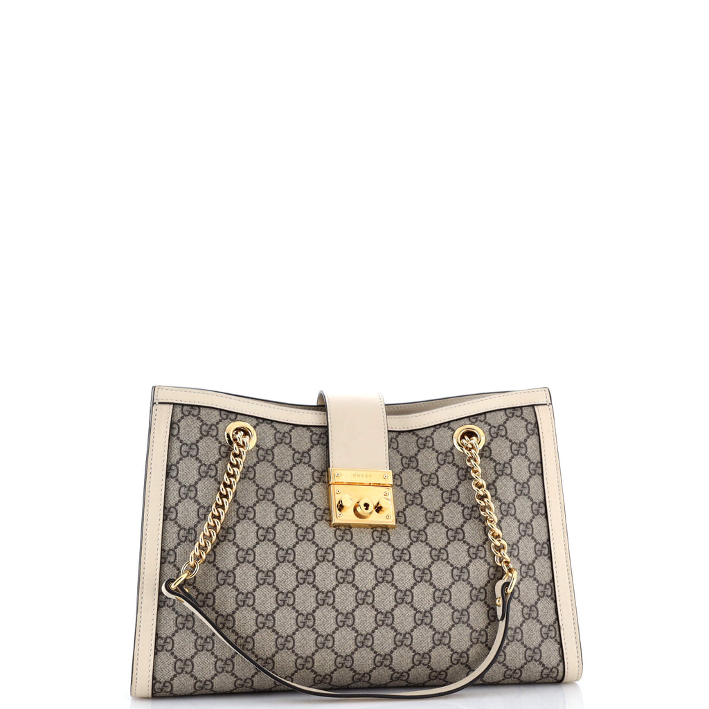 Padlock Chain Tote GG Coated Canvas with Leather Medium