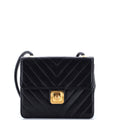 Vintage Push Lock Flap Bag Chevron Lambskin Small