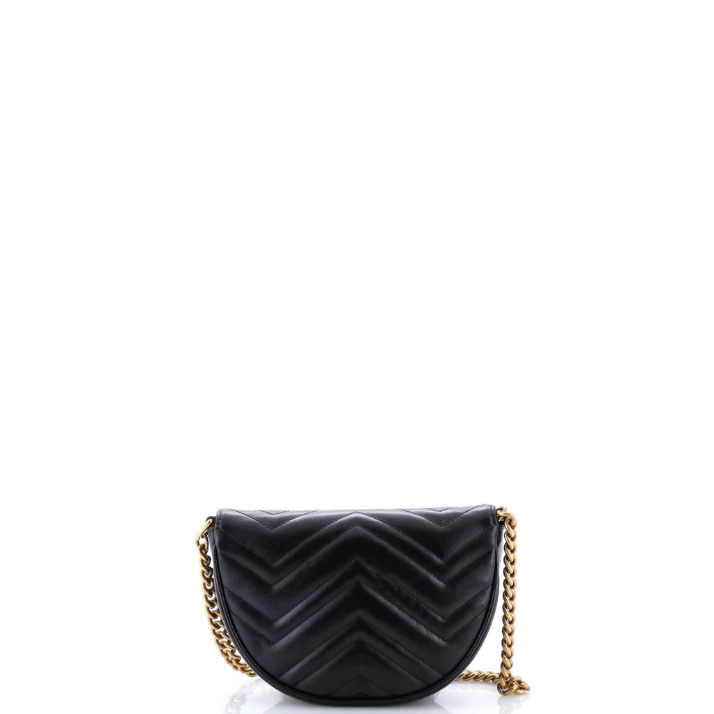 GG Marmont Half Moon Flap Crossbody Bag Matelasse Leather Mini