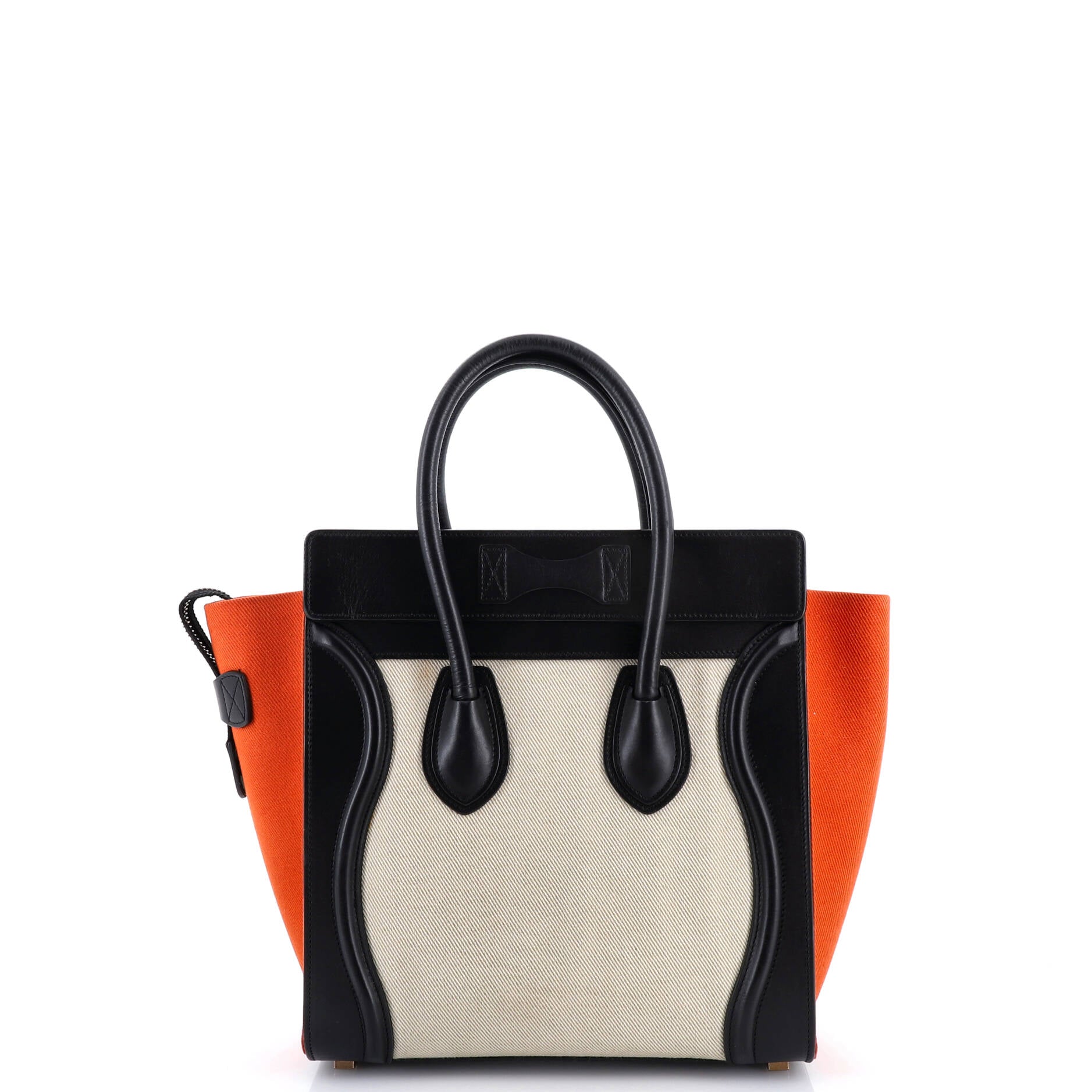 Tricolor Luggage Bag Canvas and Leather Micro