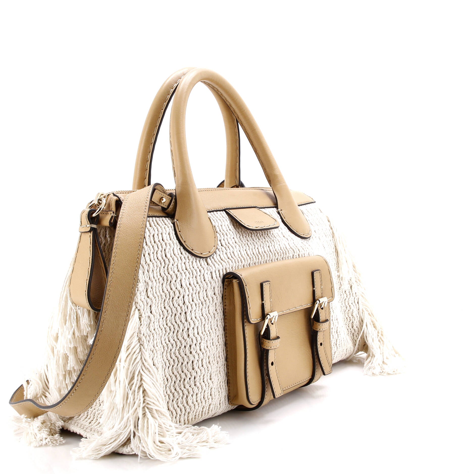 Edith NM Satchel Knit Cotton with Leather Medium