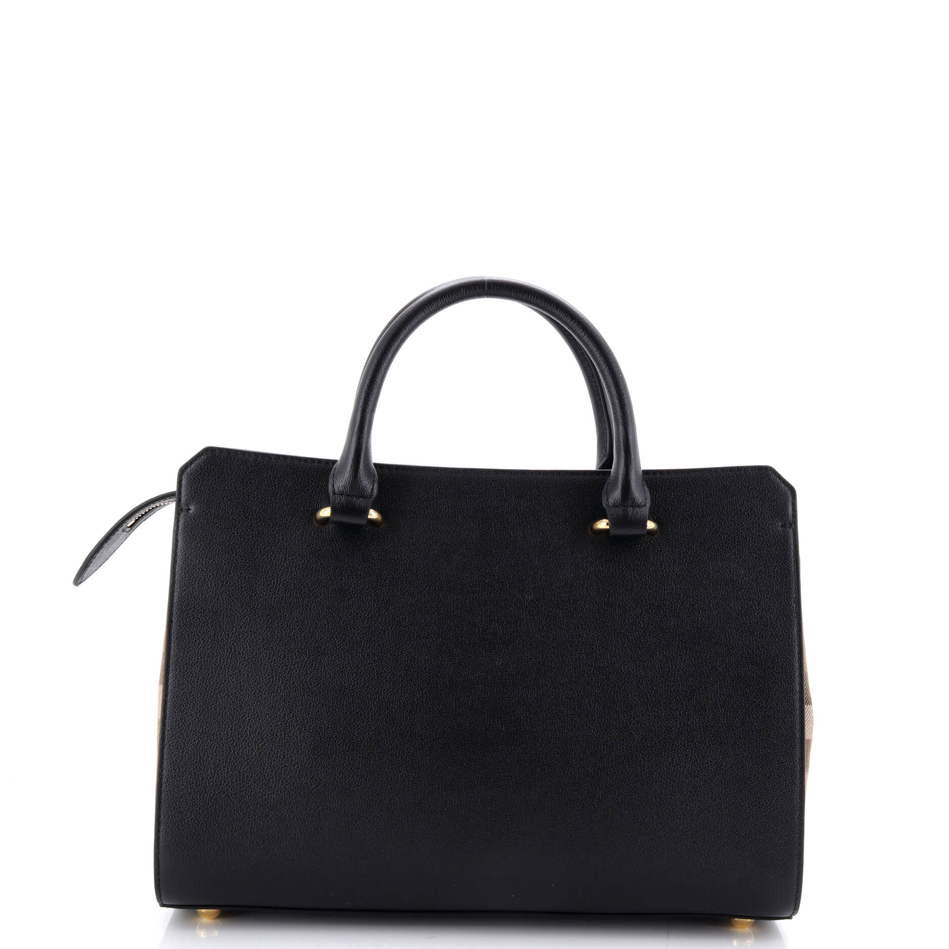 Banwell Tote Leather and House Check Canvas Small