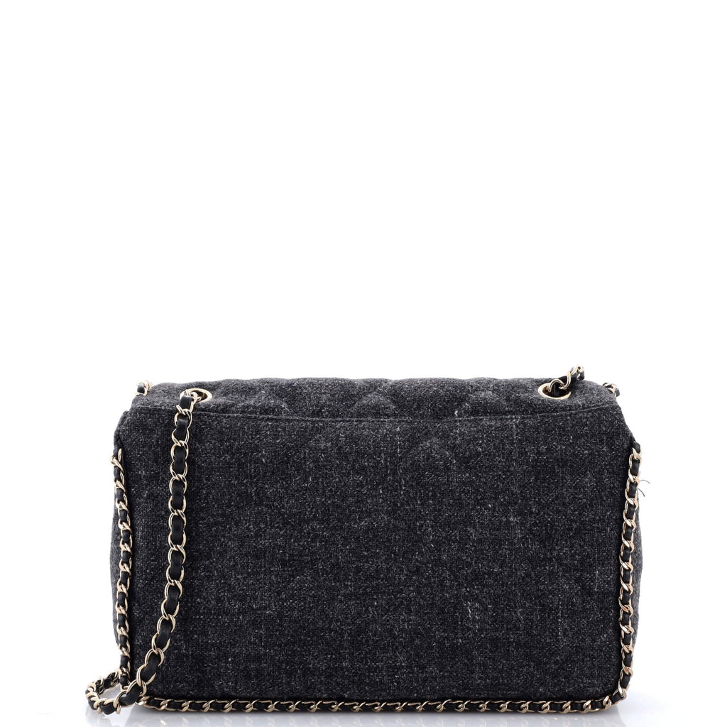Running Chain Around Flap Bag Quilted Wool Tweed Medium