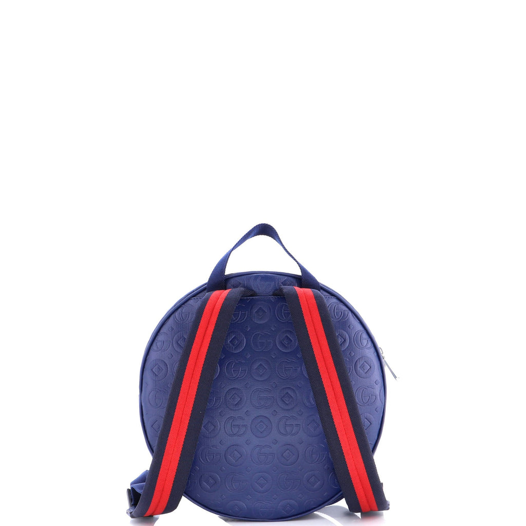 Children's Round Zip Backpack Embossed Leather