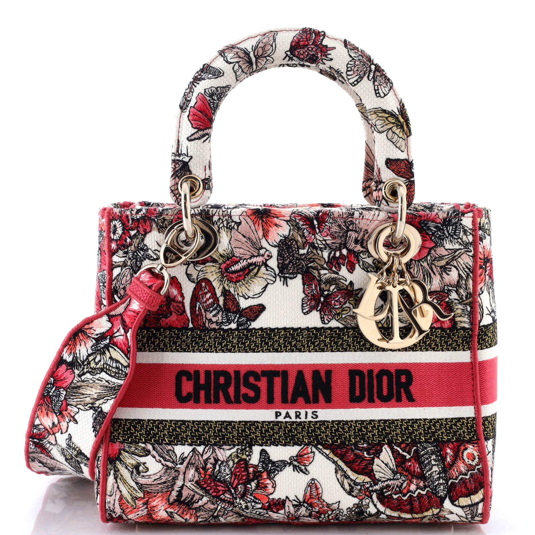 Lady D-Lite Bag Embroidered Canvas Medium
