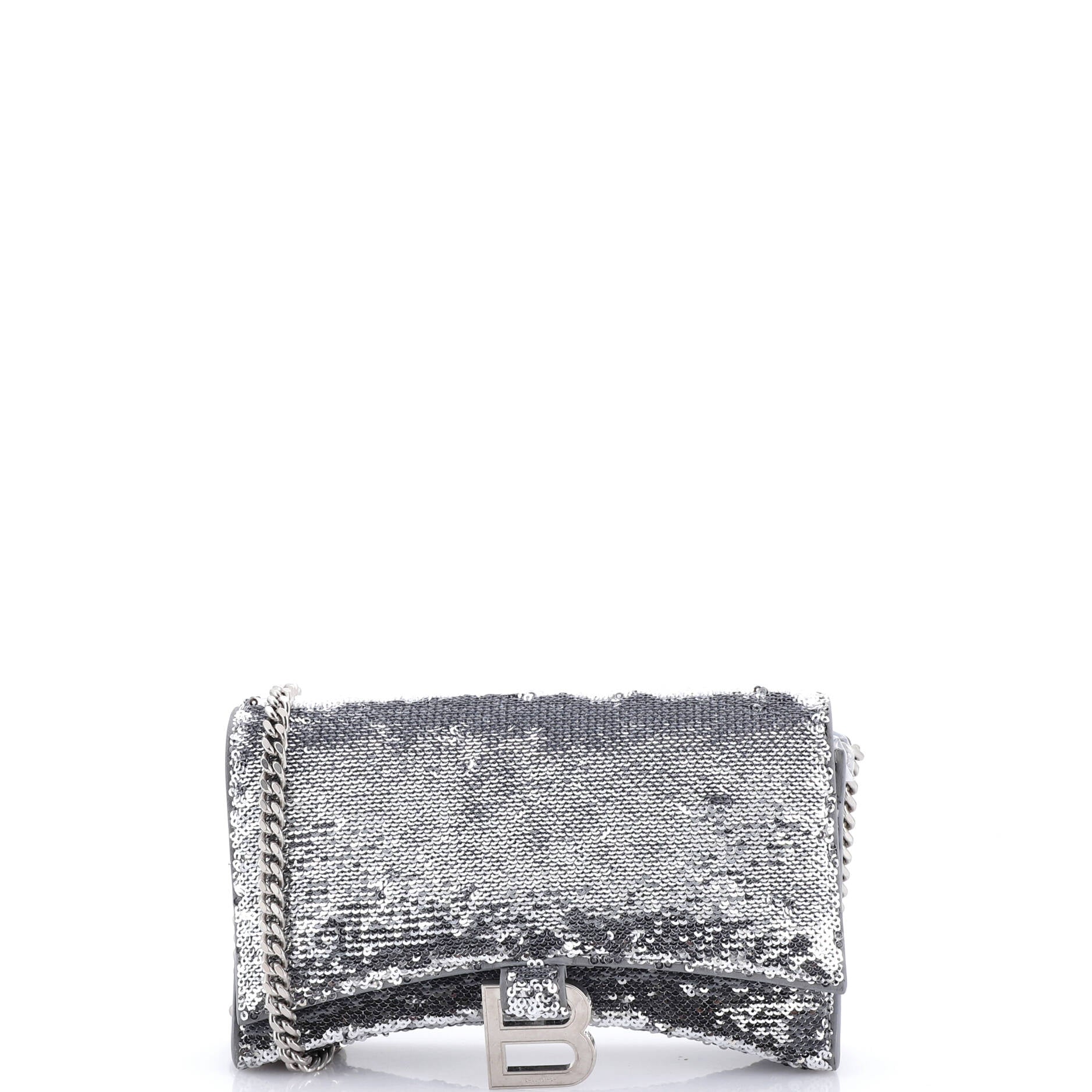 Hourglass Chain Wallet Leather with Sequins