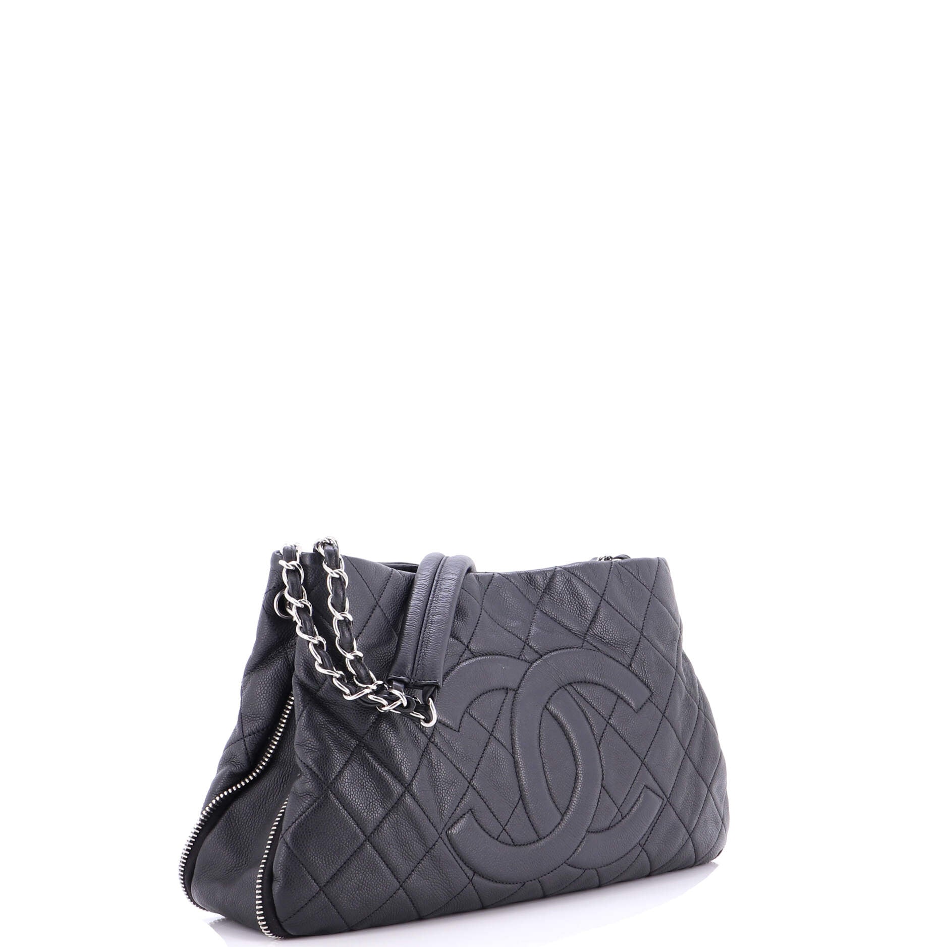 Timeless CC Expandable Tote Quilted Caviar Medium