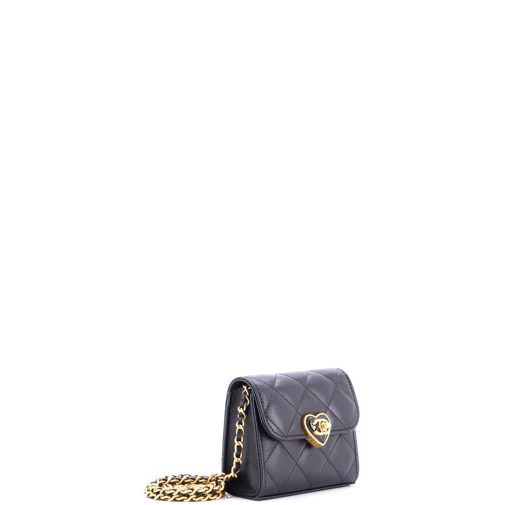 Coco Love CC Heart Clutch with Chain Quilted Lambskin Mini