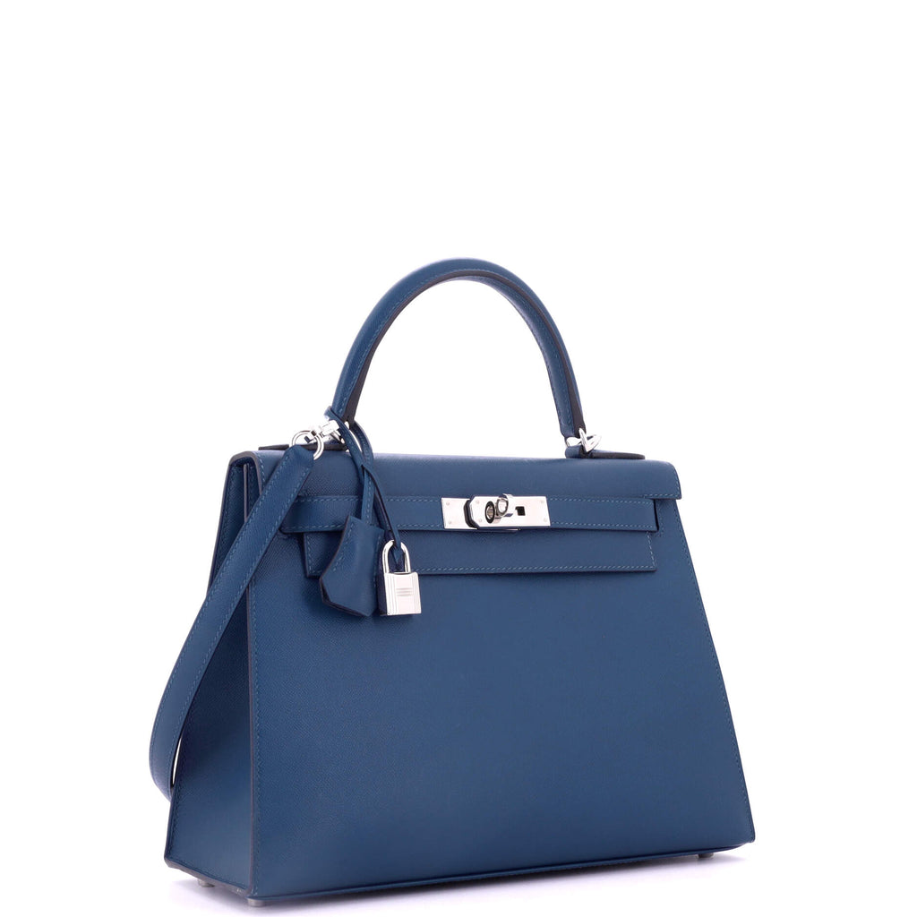 Kelly Handbag Deep Blue Madame with Palladium Hardware 28