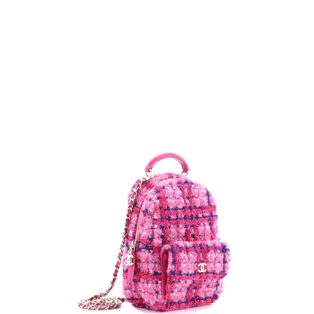 Classic CC Chain Pocket Backpack Quilted Tweed Mini