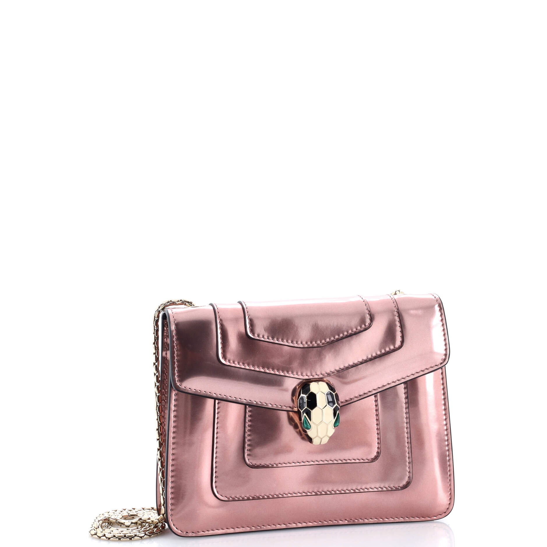 Serpenti Forever Square Shoulder Bag Metallic Leather Small