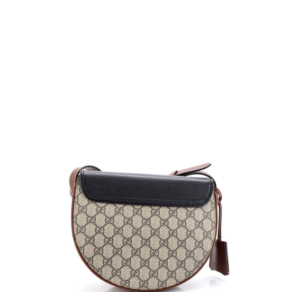 Padlock Saddle Shoulder Bag GG Coated Canvas and Leather Small