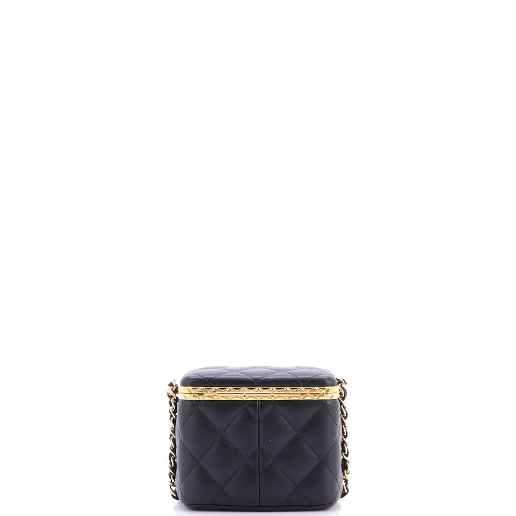 Lock Frame Vanity Case with Chain Quilted Lambskin Small
