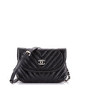 Round Flap Convertible Waist Bag Chevron Calfskin