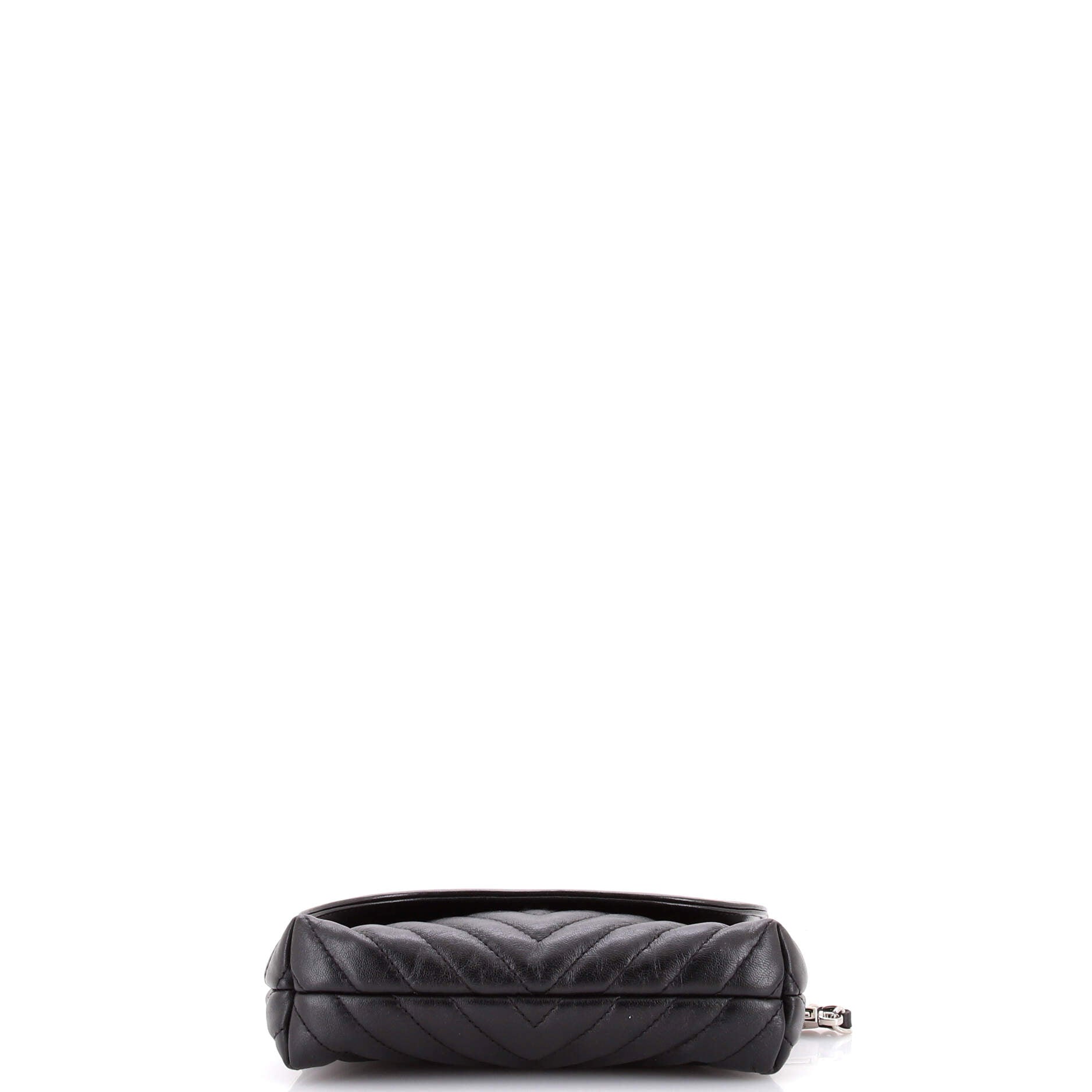 Round Flap Convertible Waist Bag Chevron Calfskin