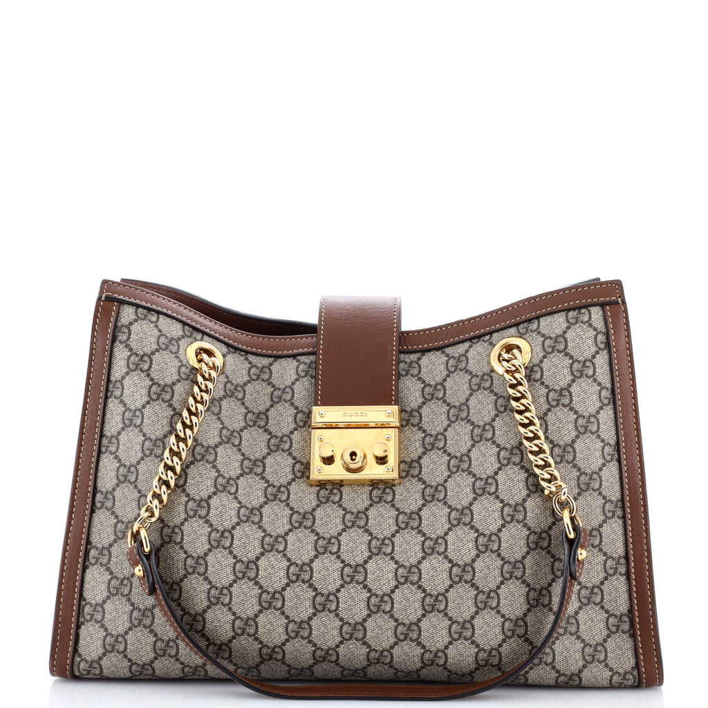 Padlock Chain Tote GG Coated Canvas with Leather Medium
