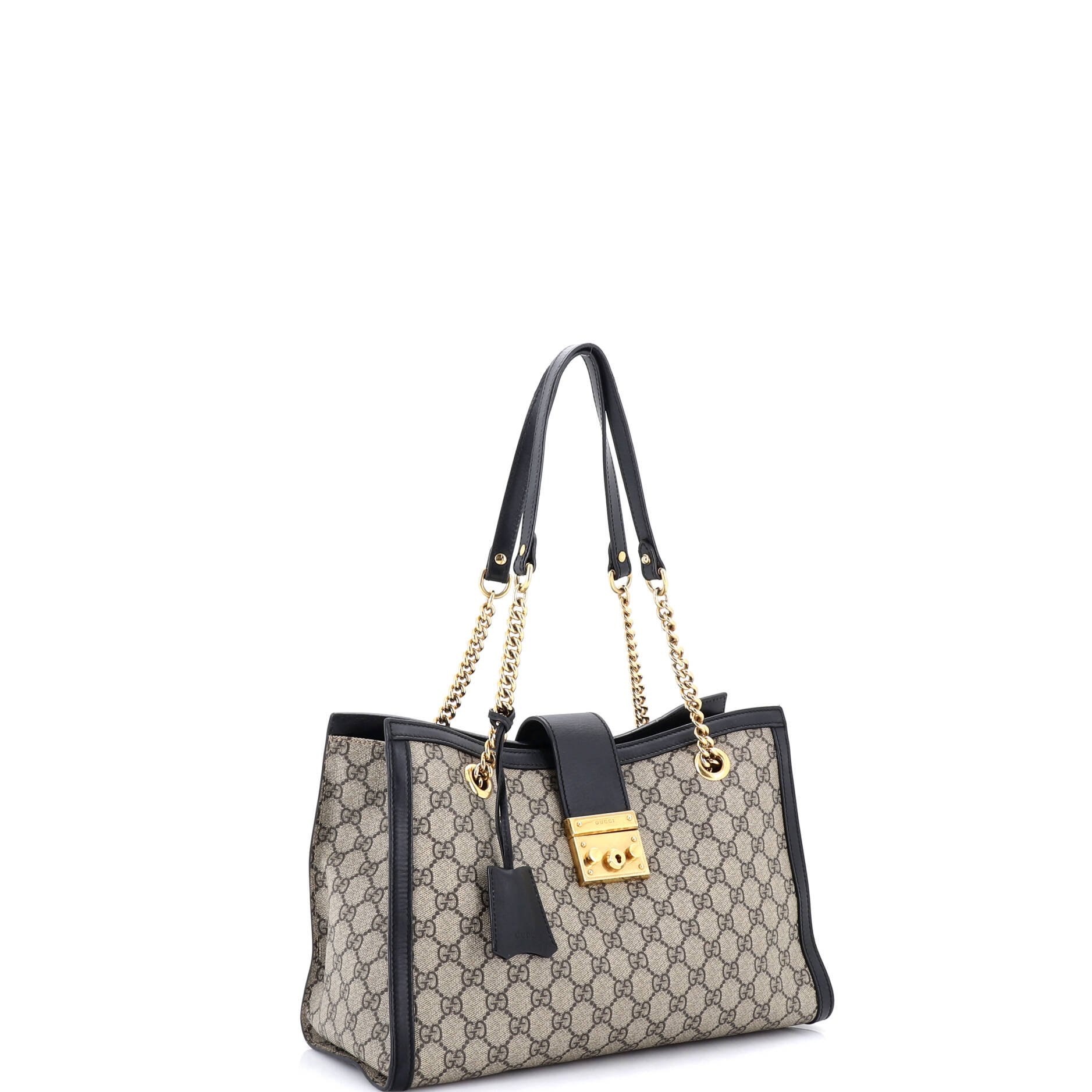 Padlock Chain Tote GG Coated Canvas with Leather Medium