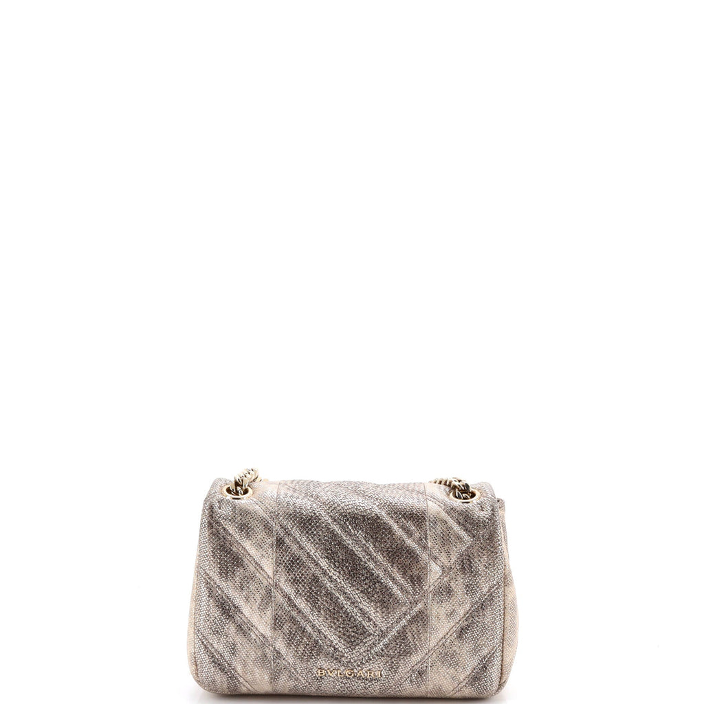 Serpenti Cabochon Shoulder Bag Diagonal Quilted Metallic Karung Small
