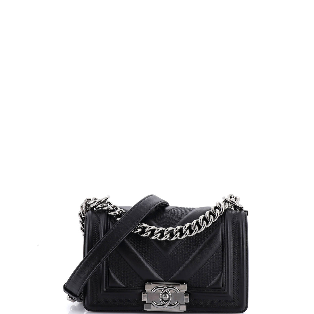 Boy Flap Bag Perforated Chevron Lambskin Small